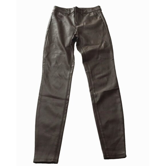 Free People Vegan Leather Pant Womens 26 Brown Long Lean Ankle Skinny Western - Picture 1 of 14